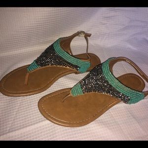 NICOLE by Nicole Miller Beaded Flat Sandals